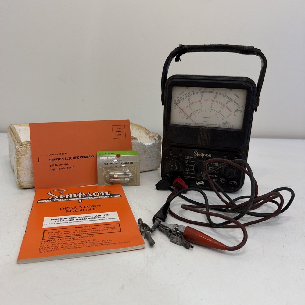 Vintage Simpson 260 Series 6 Multimeter Includes Series 7 Manual & Fuses